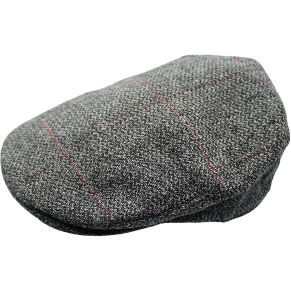 Hanna Hats Irish Donegal Wool Flat Cap Men's Grey Red Plaid Snap Brim Made in - Picture 7 of 9